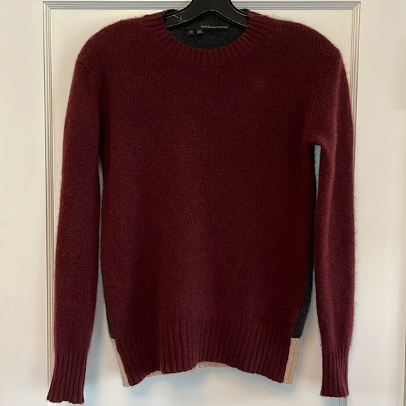 Burgundy, Grey, Tan 360 Cashmere Sweater - Picture 3 of 9